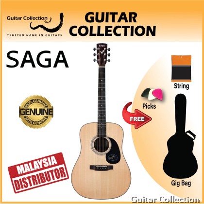 SAGA SF700 Pro | Dreadnought Acoustic Guitar | Solid Spruce Top, Sapele B&S