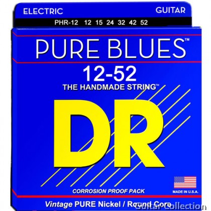 DR Strings PHR-12 PURE BLUES Pure Nickel Electric Guitar Strings | Extra Heavy (012 - 052)