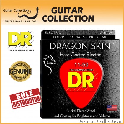 DR Strings DSE-11 DRAGON SKIN Clear Coated Nickel Plated Electric Guitar Strings | Heavy (011 - 050)