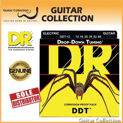 DR Strings DDT-12 DROP DOWN TUNING Coated Core Electric Guitar Strings | Extra Heavy (012 - 060)