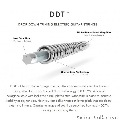 DR Strings DDT-12 DROP DOWN TUNING Coated Core Electric Guitar Strings | Extra Heavy (012 - 060)