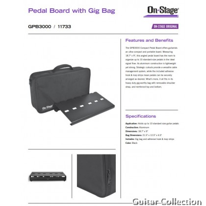 On Stage GPB3000 Pedalboard (18.7" x 9") | Comes with Bag & Velcro (for 10 pedals)