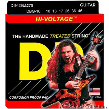 DR Strings DBG-10 HI-VOLTAGE Dimebag Darrell Treated Nickel Plated Electric Guitar Strings | Medium (010 - 046)
