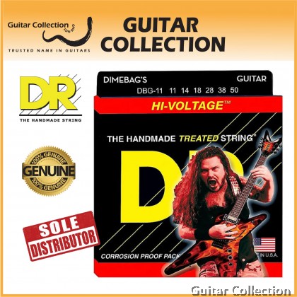 DR Strings DBG-11 HI-VOLTAGE Dimebag Darrell Treated Nickel Plated Electric Guitar Strings | Heavy (011 - 050)