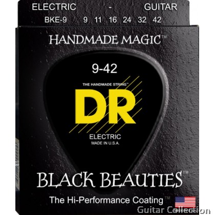DR Strings BKE-9 BLACK BEAUTIES Black Coated Stainless Steel Electric Guitar Strings | Light (009 - 042)