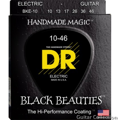 DR Strings BKE-10 BLACK BEAUTIES Black Coated Stainless Steel Electric Guitar Strings | Medium (010 - 046)