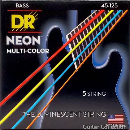 DR Strings NMCB5-45 NEON Multi-Colour Coated Nickel Plated Bass Strings | 5-String Medium (045 - 125)