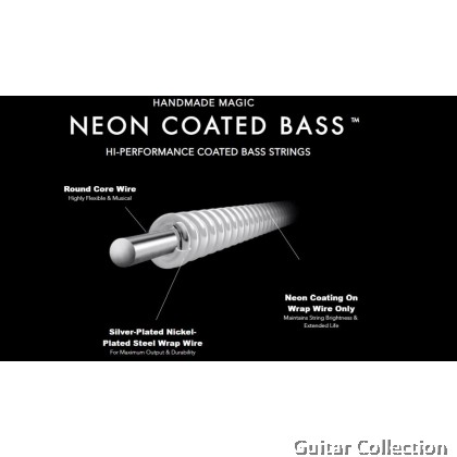 DR Strings NWB5-45 NEON White Coated Nickel Plated Bass Strings | 5-String Medium (045 - 125)