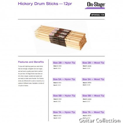 On Stage AHW5A+DG600 Drum Sticks & Drum Gel | 5A | American Hickory Wood | Wood Tip (1 pair)