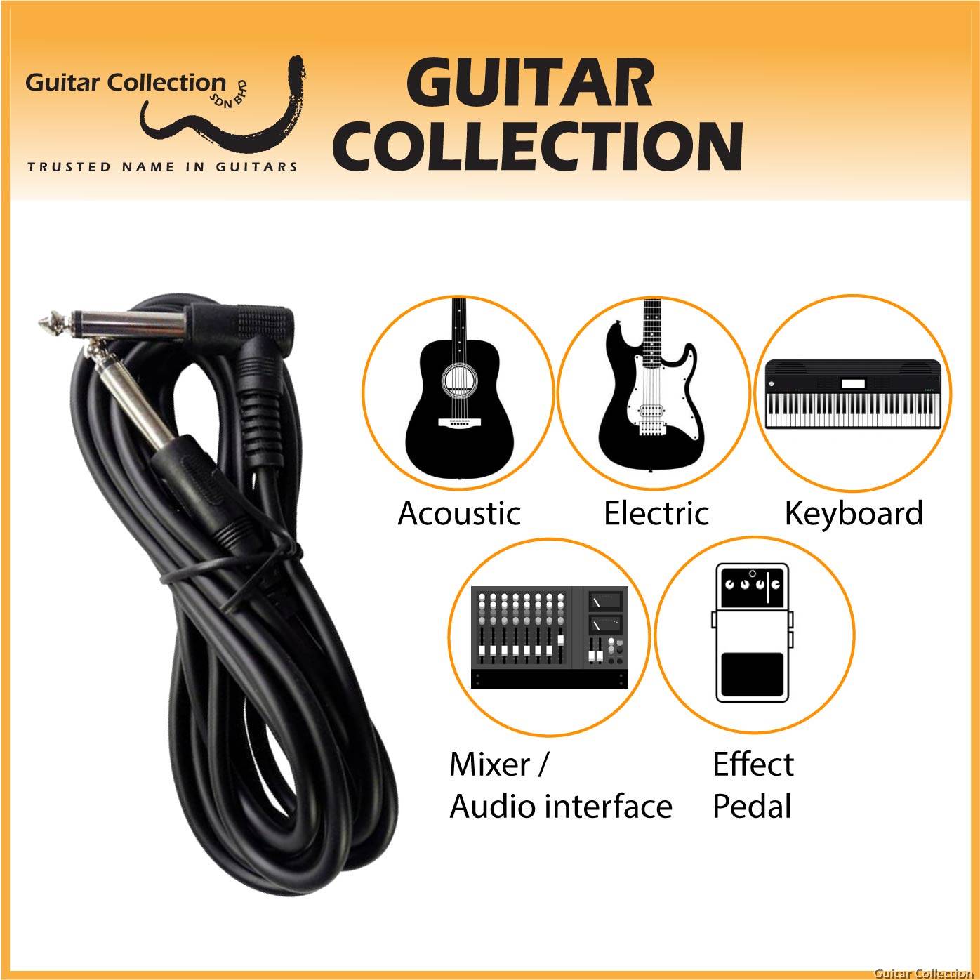 Acoustic electric clearance guitar cable