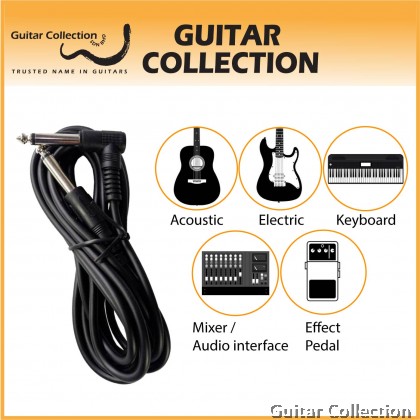 Instrument Cable For Electric / Bass / Acoustic Guitar / Effect Pedal / Keyboard / Mixer | 10ft / 3.1m (QTR - QTR Right)