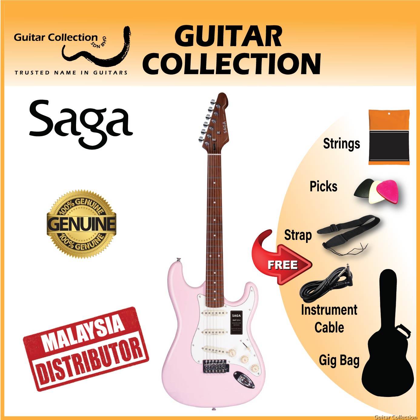 Light pink bass shop guitar