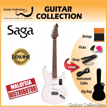 SAGA SMF1314WH | Dazzles Series | SSS Stratocaster Electric Guitar | Cream White