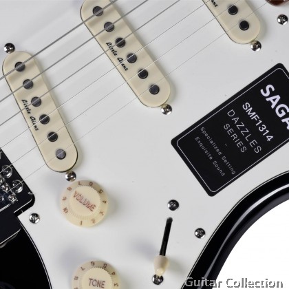 SAGA SMF1314RE | Dazzles Series | SSS Stratocaster Electric Guitar | Classic Dark Red