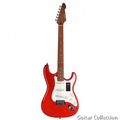 SAGA SMF1314RE | Dazzles Series | SSS Stratocaster Electric Guitar | Classic Dark Red
