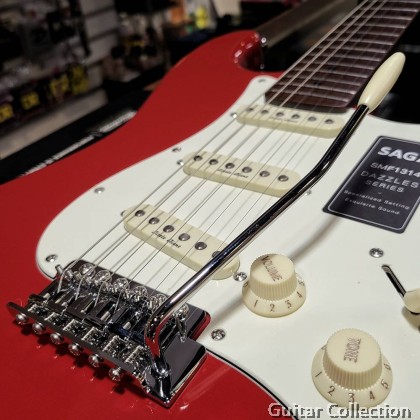 SAGA SMF1314RE | Dazzles Series | SSS Stratocaster Electric Guitar | Classic Dark Red