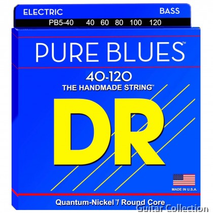 DR Strings PB5-40 PURE BLUES Quantum Nickel Bass Strings | 5-String Light (040 - 120)