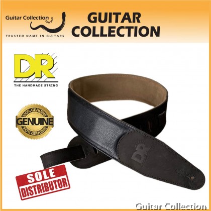 DR Strings BTS-BK Premium Butter Soft Leather Guitar Strap | Black (Length : Min 50" / Max 58") (Width : 2.75")