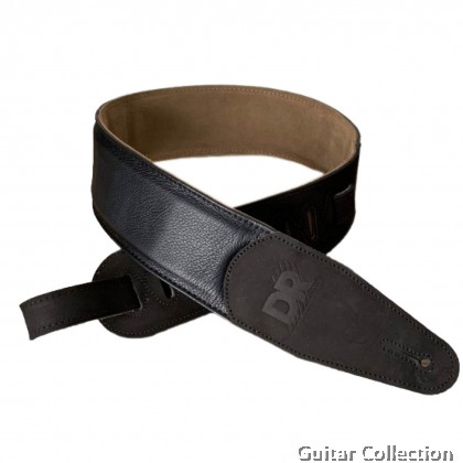 DR Strings BTS-BK Premium Butter Soft Leather Guitar Strap | Black (Length : Min 50" / Max 58") (Width : 2.75")