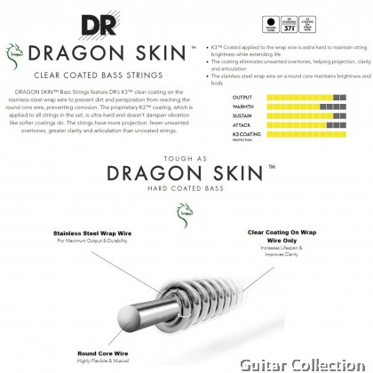 DR Strings DSB-45 DRAGON SKIN Clear Coated Stainless Steel Bass Strings | 4-String Medium (045 - 105)