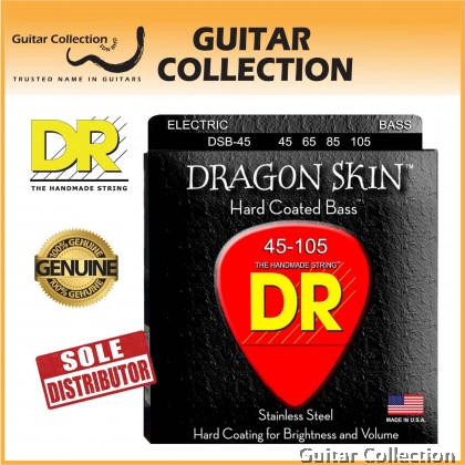 DR Strings DSB-45 DRAGON SKIN Clear Coated Stainless Steel Bass Strings | 4-String Medium (045 - 105)
