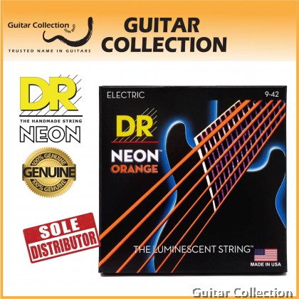 DR Strings NOE-9 NEON Orange Coated Nickel Plated Electric Guitar Strings | Light (009 - 042)