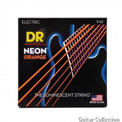 DR Strings NOE-9 NEON Orange Coated Nickel Plated Electric Guitar Strings | Light (009 - 042)