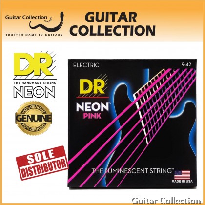 DR Strings NPE-9 NEON Pink Coated Nickel Plated Electric Guitar Strings | Light (009 - 042)