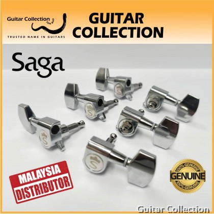 SAGA Acoustic Guitar 3R + 3L Tuning Machine Heads (6 pcs / set) | Without Mounting Screws, Washers & Bushings