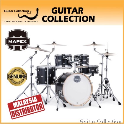 Mapex MARS Maple MM504SFKD+HP2005T | 5-Piece Drum Set & 5-Piece Hardware With Throne, w/o Cymbals | Matte Black