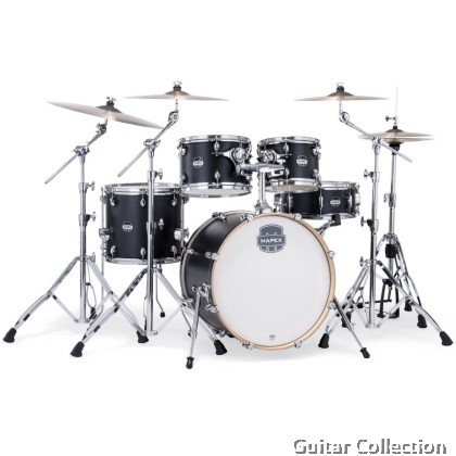 Mapex MARS Maple MM504SFKD+HP2005T | 5-Piece Drum Set & 5-Piece Hardware With Throne, w/o Cymbals | Matte Black