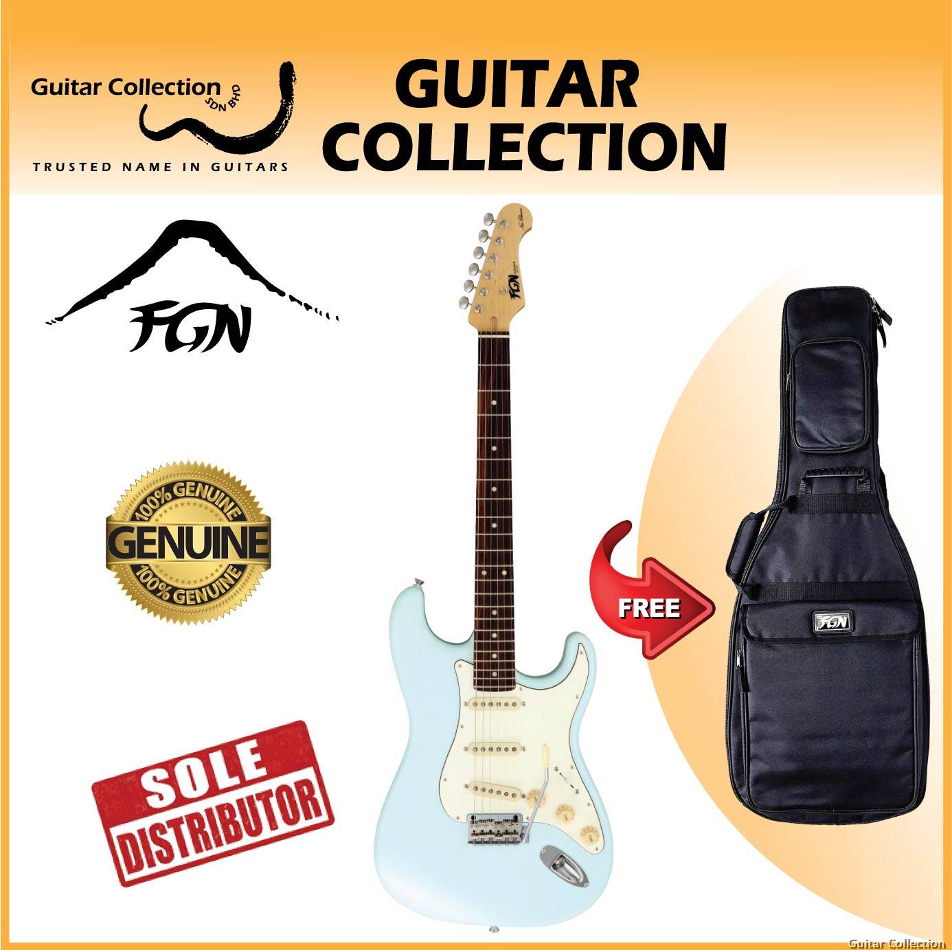 FGN Fujigen NST200RAL-PSB | Neo Classic Stratocaster | Electric Guitar |  Pale Sonic Blue |