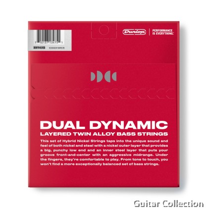 Jim Dunlop DBHYN45105 Dual Dynamic Hybrid Wound Bass Guitar Strings | 4-String | Nickel / Stainless Steel | 045-105