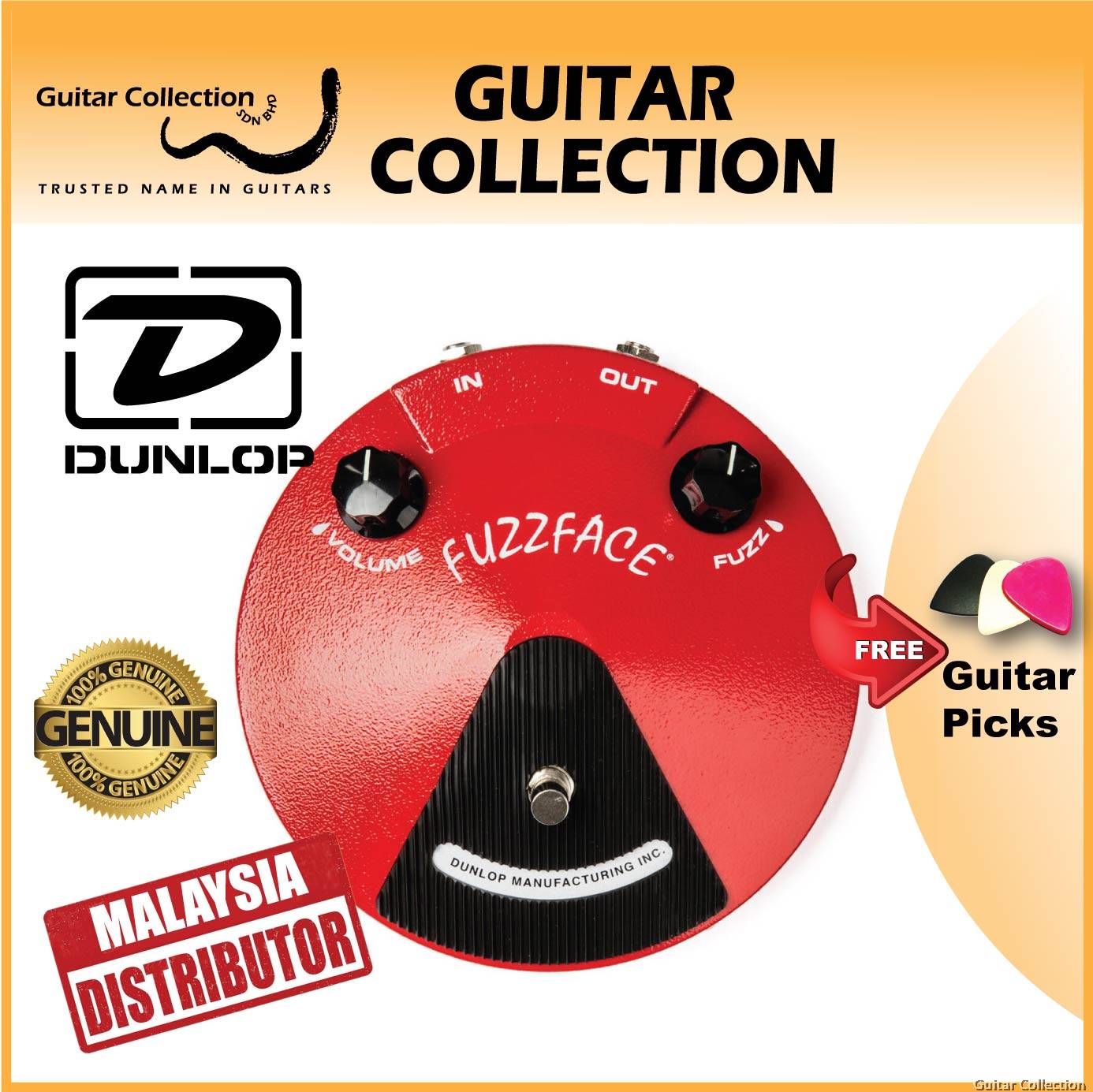 Jim Dunlop JDF2 Fuzz Face | Fuzz / Distortion Guitar Effect Pedal