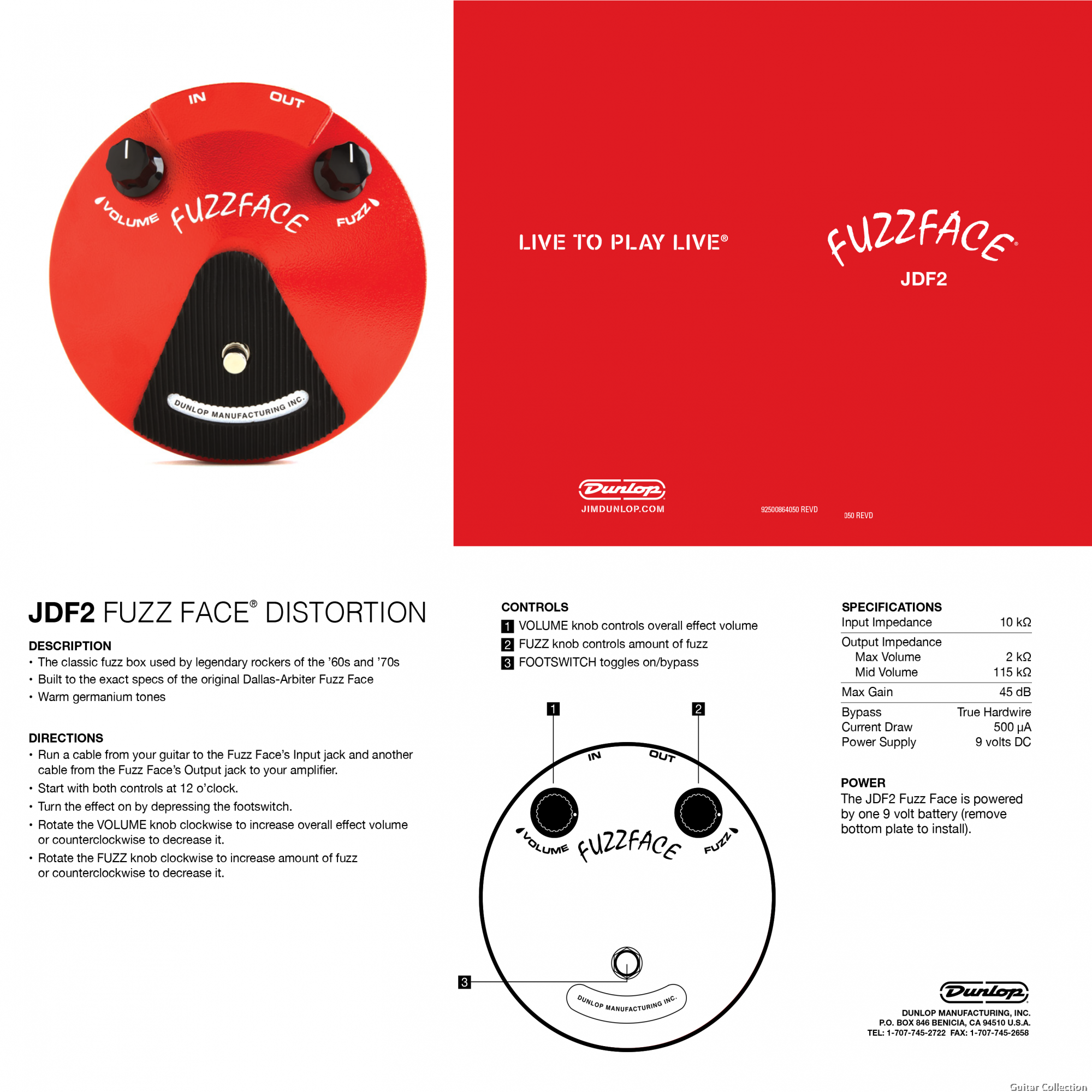 Jim Dunlop JDF2 Fuzz Face | Fuzz / Distortion Guitar Effect Jim Dunlop JDF2 Fuzz Face | Fuzz / Distortion Guitar Effect