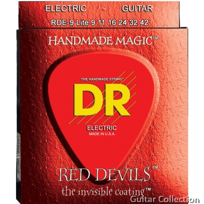 DR Strings RDE-9 RED DEVILS Red Coated Silver Plated Electric Guitar Strings | Light (009 - 042)