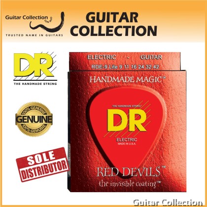 DR Strings RDE-9 RED DEVILS Red Coated Silver Plated Electric Guitar Strings | Light (009 - 042)