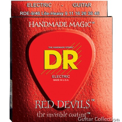 DR Strings RDE-9/46 RED DEVILS Red Coated Silver Plated Electric Guitar Strings | Light-Medium (009 - 046)