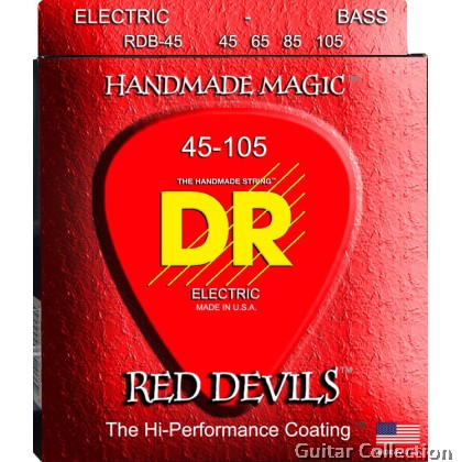 DR Strings RDB-45 RED DEVILS Red Coated Silver Plated Bass Strings | 4-String Medium (045 - 105)