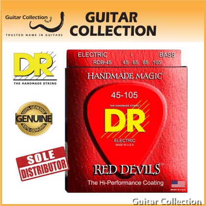 DR Strings RDB-45 RED DEVILS Red Coated Silver Plated Bass Strings | 4-String Medium (045 - 105)