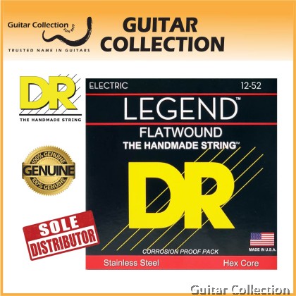 DR Strings FL-12 LEGEND Polished Flatwound Stainless Steel Electric Guitar Strings | Medium (012 - 052)