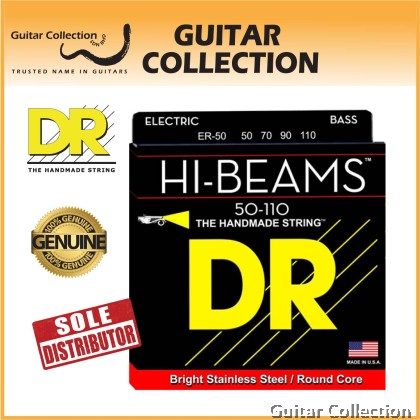 DR Strings ER-50 HI-BEAMS Stainless Steel Bass Strings | 4-String Heavy (050 - 110)