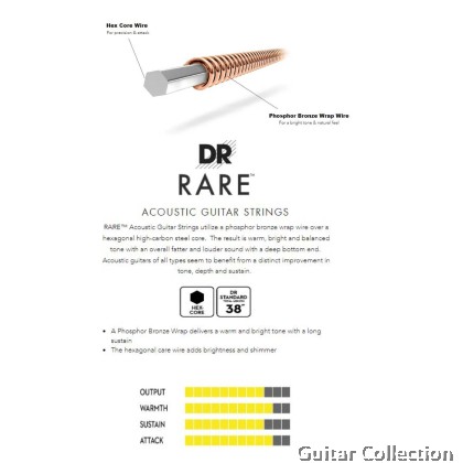 DR Strings RPM-12 RARE Phosphor Bronze Acoustic Guitar Strings | Light (012 - 054)