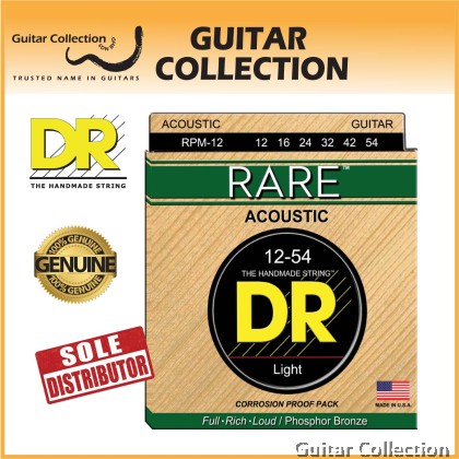 DR Strings RPM-12 RARE Phosphor Bronze Acoustic Guitar Strings | Light (012 - 054)