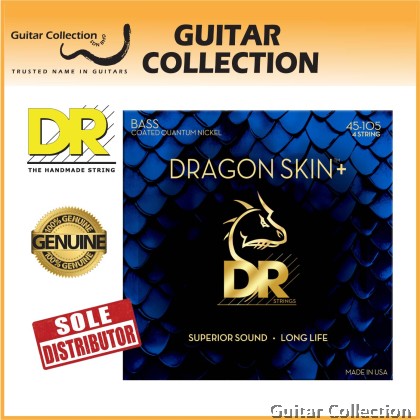 DR Strings DBQ-45 DRAGON SKIN+ Coated Quantum Nickel Bass Strings | 4-String Medium (045 - 105)