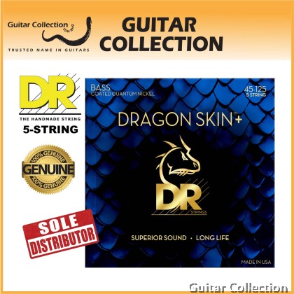 DR Strings DBQ5-45 DRAGON SKIN+ Coated Quantum Nickel Bass Strings | 5-String Medium (045 - 125)