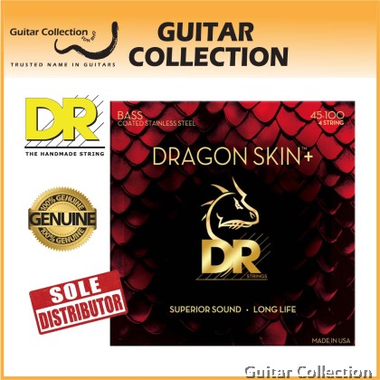 DR Strings DBS-45 DRAGON SKIN+ Coated Stainless Steel Bass Strings | 4-String Medium (045 - 105)