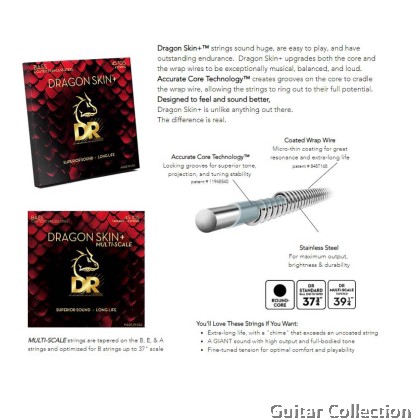 DR Strings DBSM5-45 DRAGON SKIN+ Coated Stainless Steel Multiscale Bass Strings | 5-String Medium (045 - 125)