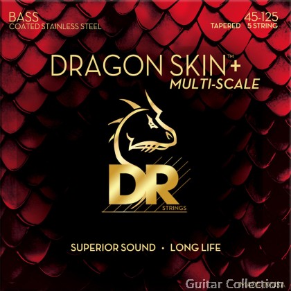 DR Strings DBSM5-45 DRAGON SKIN+ Coated Stainless Steel Multiscale Bass Strings | 5-String Medium (045 - 125)