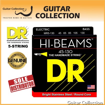 DR Strings MR5-130 HI-BEAMS Stainless Steel Bass Strings | 5-String Medium (045 - 130)